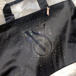 Victoria's Secret 2025 Limited Edition Runway Black Satin Crystal Bead Tote Bag